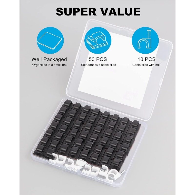 60 PCS Adhesive Cable Clips, U - đánh giá và giá Car Dash Cam