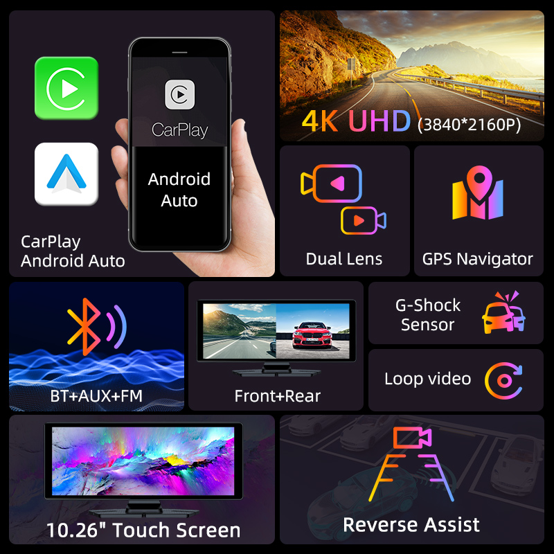 10.26 inch 4K Dash Cam 360° Ro - đánh giá và giá Car Dash Cam